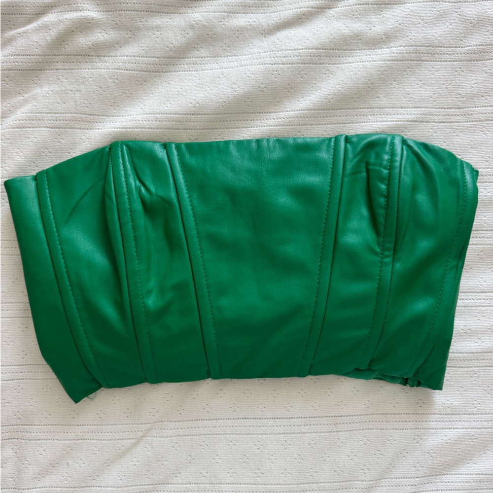 ZARA Green Leather Crop Top US M